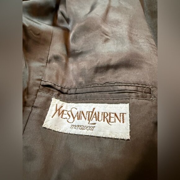 YSL Yves Saint Laurent Pinstripe Double Breasted Wool Blazer Gray Men’s READ - Picture 4 of 13